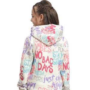 Girls Multicolor Printed Hooded Sweatshirt