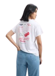 Retro Cherry Back Print T-Shirt