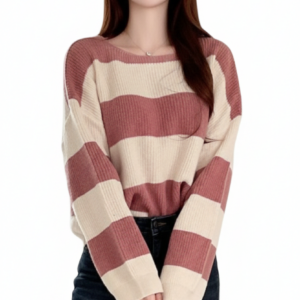 Stripe Ribbed Knit Oversized Sweater