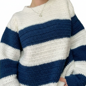 Coastal Breeze Oversized Crochet Striped Sweater
