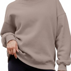 Women's Oversized Mock-Neck Fleece Sweatshirt