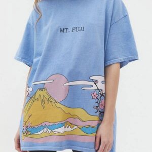 Vintage-Wash Mt. Fuji Graphic Oversized T-Shirt