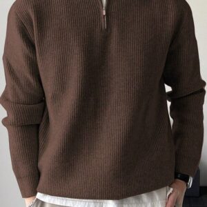Men’s Quarter-Zip Ribbed Knit Sweater